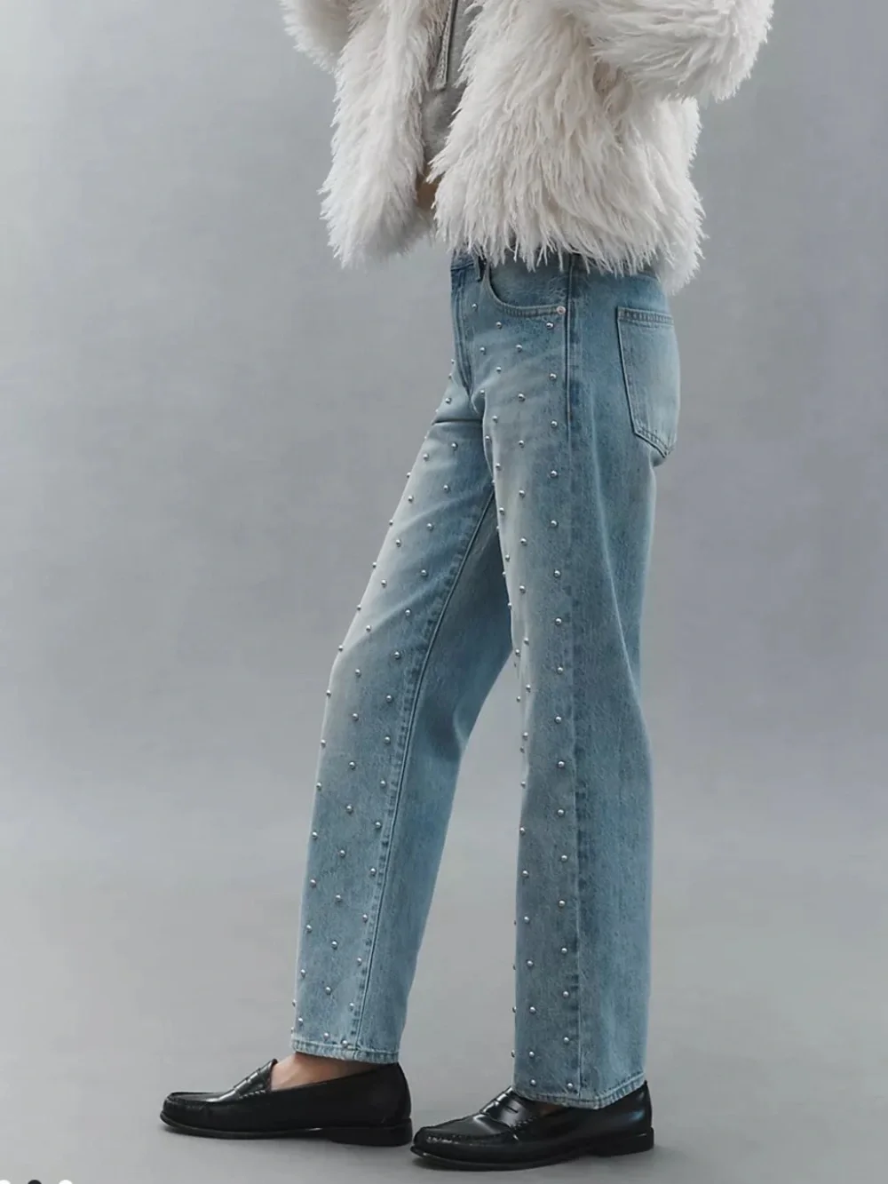 Pistola Lexi Mid-Rise Bowed Straight-Leg Jeans 25 Vintage Wash - Picture 2 of 15